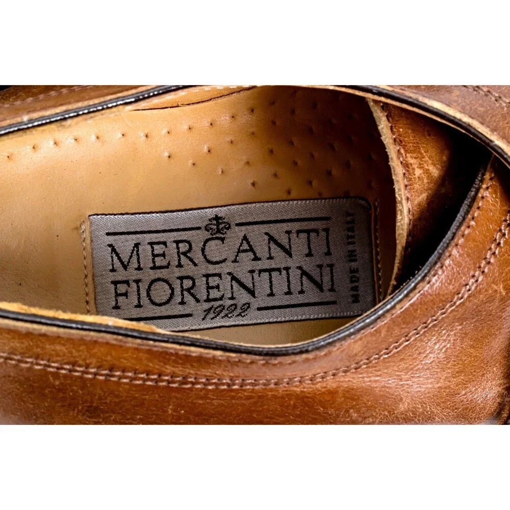 Mercanti Fiorentini Leather Derby Dress Shoes Mens Black Square Toe ITALY Sz 11